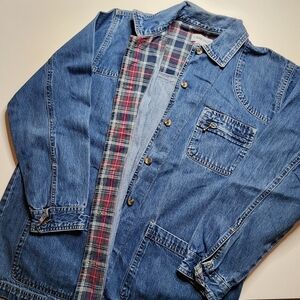 Cabin Creek Blue Denim Jacket with Plaid Lining